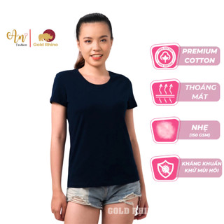 Mặc Là Mê Áo Thun Cổ Tròn Basic Màu Xanh Đen 100% Cotton Cao Cấp, Công Nghệ Kháng Khuẩn Ag+ - Gold Rhino