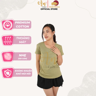Áo Màu Xanh Bơ Lạ Mắt Cổ Tròn Tay Ngăn Tôn Dáng Phom Ôm Nhẹ, Vải Cotton 100%, Kháng Khuẩn Ag+ - Gold Rhino