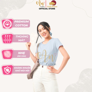 Áo Thun Nữ Cổ Tròn Màu Xanh Khói Nhẹ Nhàng Thư Thái Tay Ngắn Dáng Ôm Tôn Dáng Phái Đẹp 100% Cotton Cao Cấp - Gold Rhino