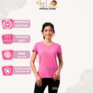Áo Phông Nữ Cổ Màu Hồng Rose 100% Cotton Tự Nhiên Tay Ngắn Mặc Thoải Mái Trẻ Trung Và Năng Động - Gold Rhino