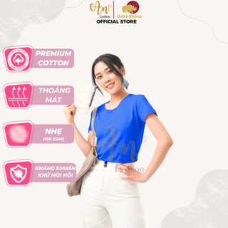 Áo Thun Nữ Cổ Tròn Xanh Yamaha 100% Cotton Cao Cấp, Kháng Khuẩn Ag+ Thoáng Mát, Mềm Mịn - Gold Rhino