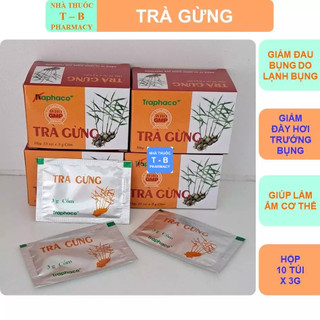 Trà gừng Traphaco giúp giảm đầy hơi trướng bụng, làm ấm cơ thể - Hộp 10 túi
