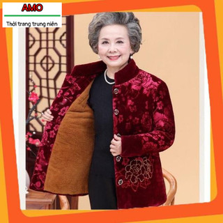 Áo ấm cho bà lót lông cao cấp_nhung