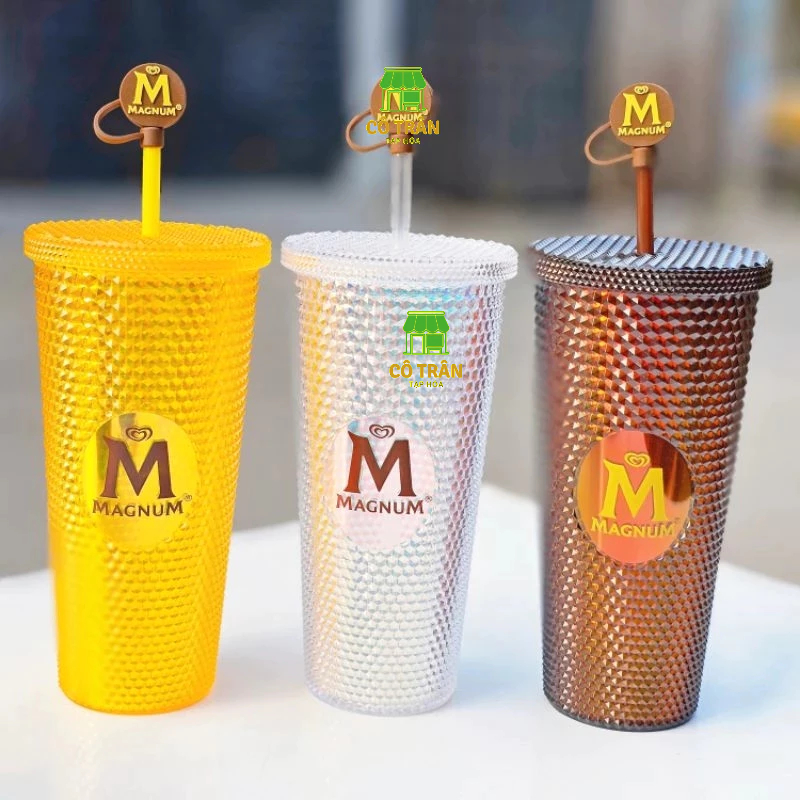 Ly kim cương Magnum cao cấp 2 lớp 700ml kèm ống hút có nút đậy