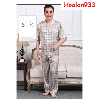 Bộ mặc nhà ông già_sẵn hàng pyzama lụa ngắn tay