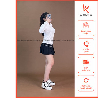 Áo tay dài có cổ anling màu trắng , chân váy anling màu đen eothon60