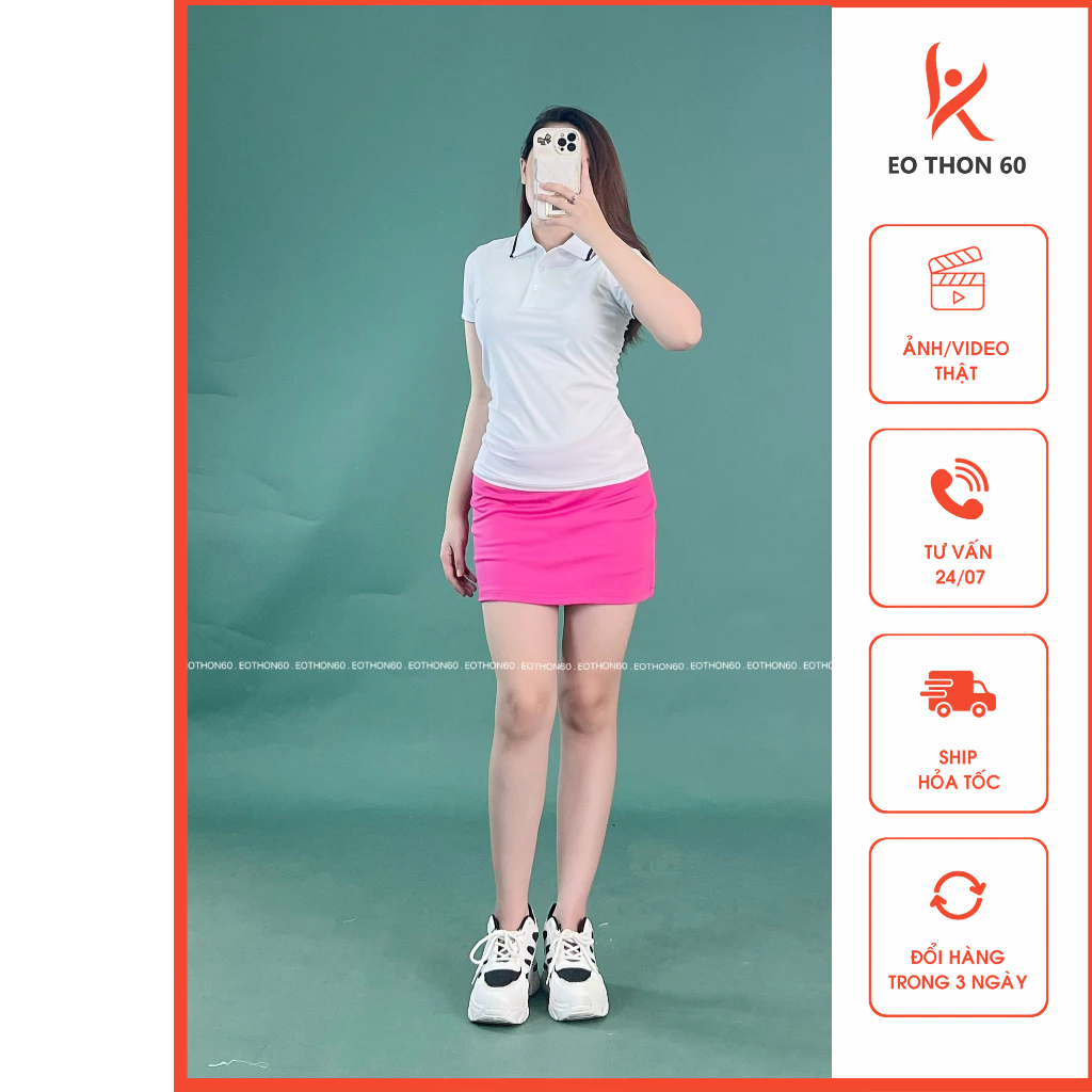 Áo có cổ trơn ,chân váy das cv10 [hình thật shop chụp] Eothon60
