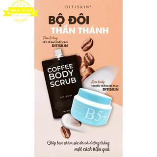  Combo Kem Body Truyền Trắng B5 Flus Ditiskin + Tẩy Cafe Sữa Non 250ml 