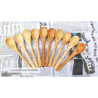Muỗng gỗ dừa tự nhiên kiểu tròn dài 16cm giá rẻ