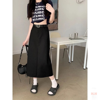 Chân váy dài Ulzzang dáng xuông kèm đai lưng thời trang có big size