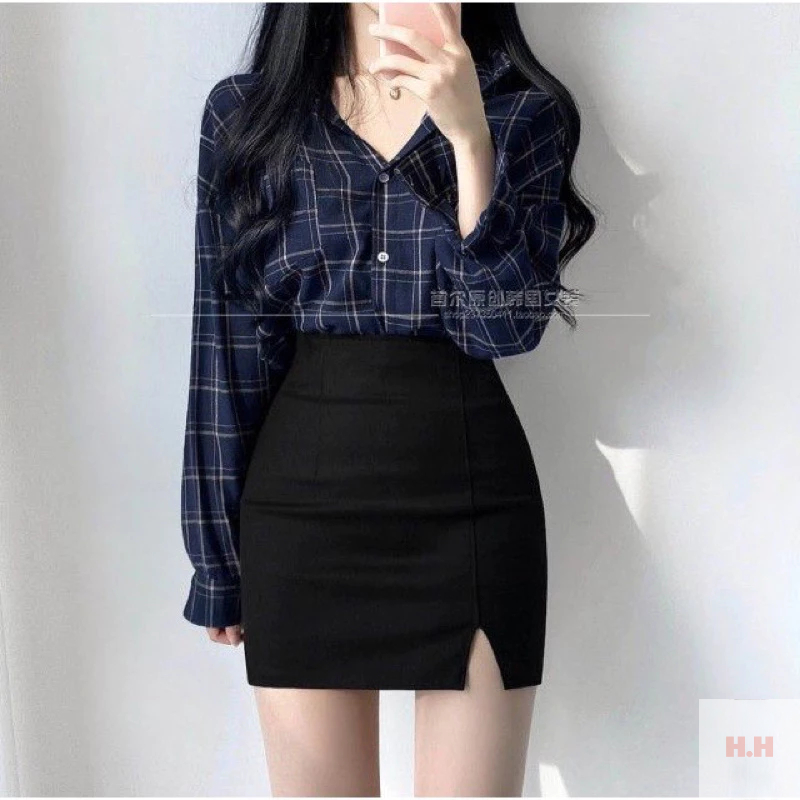 Chân Váy Ngắn Ôm Body Cạp Cao Xẻ Eo Chất Umi Loại 1 Co Dãn Thoải Mái