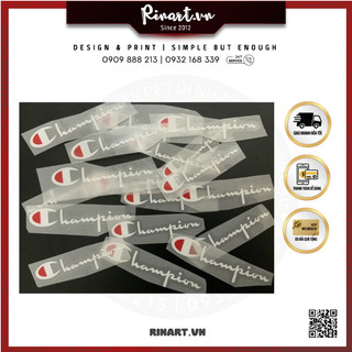Decal Logo Sticker Patch in áo ủi trực tiếp lên vải chữ Champion trắng đỏ