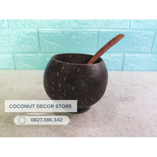 Ly gáo dừa | Cốc gáo dừa kèm muỗng