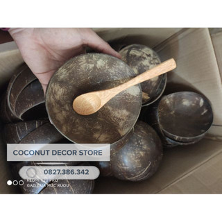 Combo - Bát gáo dừa & Muỗng gỗ dừa giá rẻ | Bát trộn mask | Quậy bột