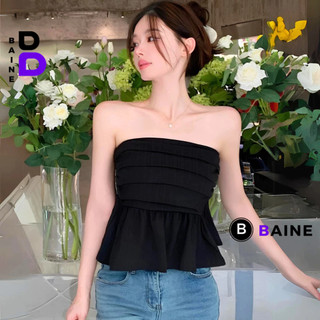 Áo ỐNG XÒE XẾP LY Ôm Body Nữ Lưng Thun, Áo Thun Phồng Xòe Kiểu Sexy Chất Xốp Đẹp BAINE
