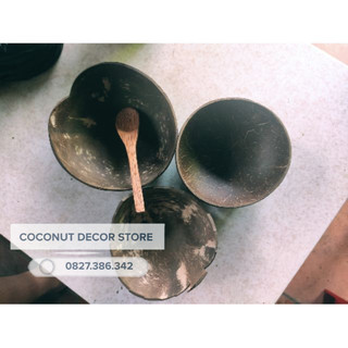 Combo 30 chén gáo dừa kèm muỗng theo yêu cầu