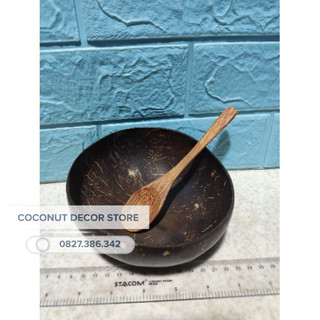 [Combo] - Bát gáo dừa + Thìa gỗ dừa (thìa kem / thìa súp)