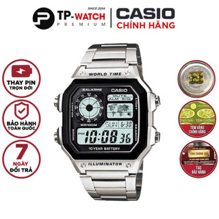 Đồng Hồ Nam Casio Standard AE-1200WHD-1AVDF Chính Hãng Dây Thép | Casio Worldtime - AE-1200WHD-1A pin 10 năm