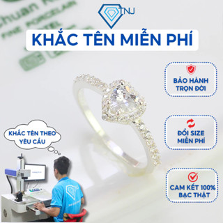 Nhẫn bạc nữ TNJ trái tim đính đá sang trọng, khắc tên miễn phí theo yêu cầu NN0395 - Trang Sức TNJ
