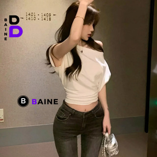 Áo Croptop Tay Ngắn TRỄ VAI CÁNH DƠI Nhún Eo Vạt Tròn Bầu Chất Cotton CR86, Áo Thun Lệch Vai Kiểu Sexy Nữ Ôm Body BAINE