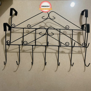 Móc treo quần áo sau cửa 7 chấu bằng thép sơn tĩnh điện tiện dụng, móc hoa văn treo đồ sau cửa 7 chấu cm