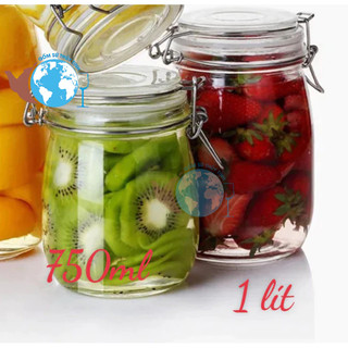 Hũ gài tròn 750ml đựng thực phẩm, hũ ngâm mật ong chanh đào , hũ gài kiền 750ml