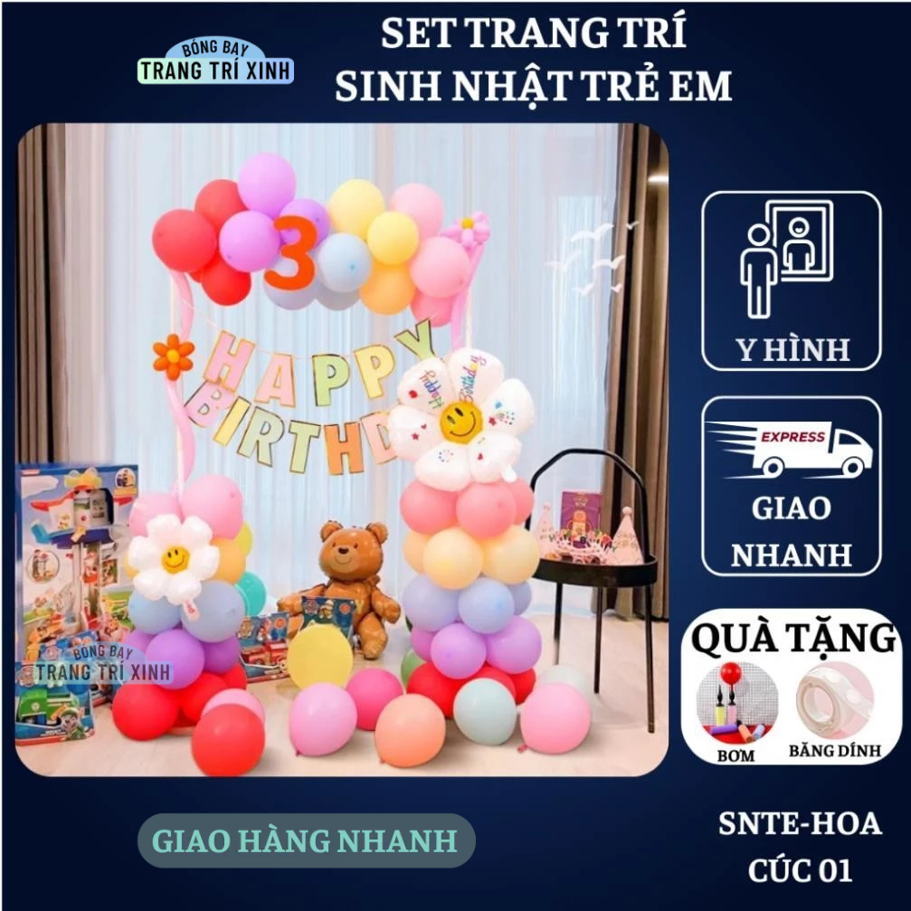 Set trang trí sinh nhật bé trai gái SNTE-HOA CÚC 01