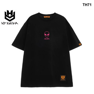 Áo thun HY KOREA form rộng logo thêu 71 tay lỡ nam nữ