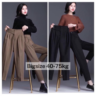 Quần baggy nữ 2 khuy lệch cạp cao bigsize lưng chun cạp cao - Quần tây âu công sở 2 khuy cap cao- mã 236