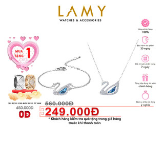 Bộ trang sức CDE Dây chuyền và vòng tay Crystal Swan Silver