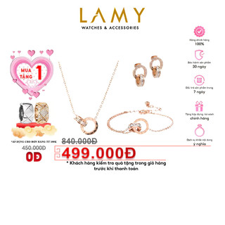 Bộ quà tặng trang sức CDE Dây chuyền, vòng tay và khuyên tai Sweet Love Rose Gold