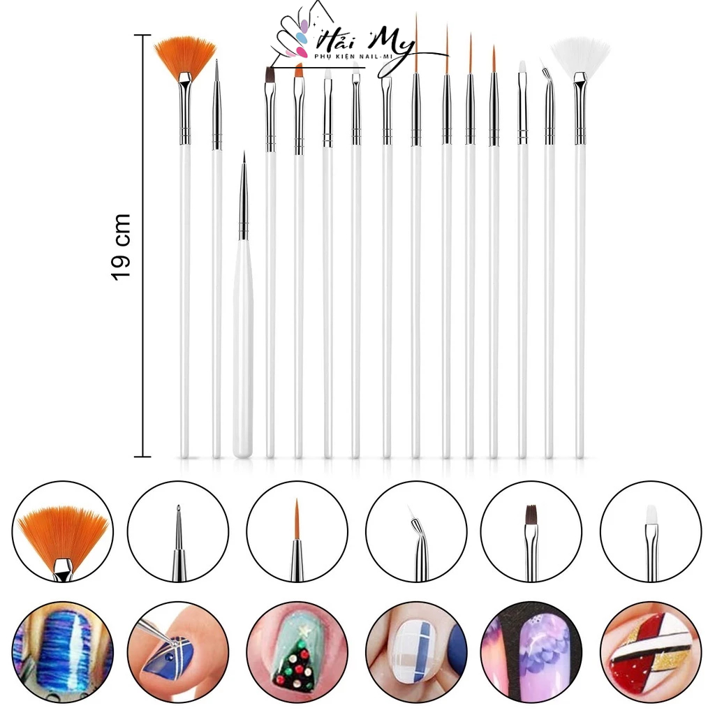 SÉT 15 ĐẦU CỌ VẼ MÓNG