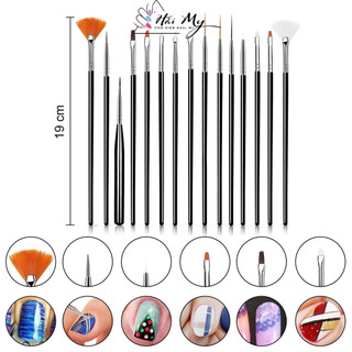 SÉT 15 ĐẦU CỌ VẼ MÓNG