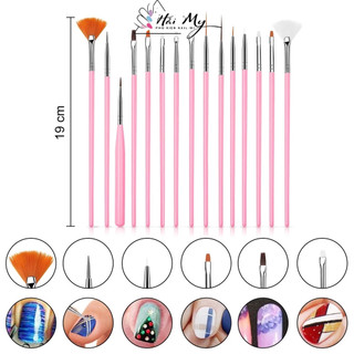 SÉT 15 ĐẦU CỌ VẼ MÓNG