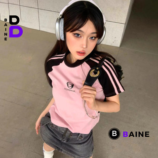 Áo Thun BABY TEE TCP ERROR Tay Ngắn Cổ Tròn Dáng Dài Chất Thun Borip Kiểu Basic Nữ, Áo Thun Raglan Tay Phối Sọc BAINE