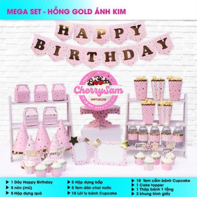 Sét mega Ánh Kim  trang trí sinh nhật ( gồm 7 màu )