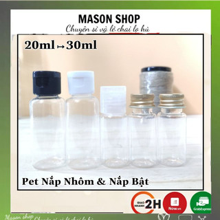 Lọ Chiết Mỹ Phẩm Trong Suốt 20Ml / 30Ml Nắp Bật/Nhôm  Vỏ Bình Chai Nhựa Pet Cao Cấp Giá Sỉ Rẻ