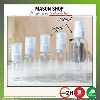 Lọ Chiết Mỹ Phẩm Dạng Vòi Nhấn Xịt Giọt 50Ml/100Ml Vỏ Bình Chai Nhựa Pet Trong Suốt Giá Sỉ Rẻ