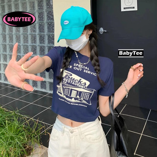 Áo Croptop Tay Ngắn Cổ Tròn BUCKS Chất Thun Borip Kiểu Sexy Nữ CR160, Áo Thun Ôm Body In Hoạ Tiết Tôn Dáng BABYTEE