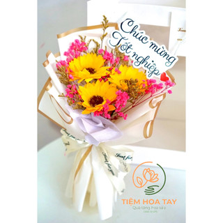 Bó hoa sáp hướng dương mix hoa khô