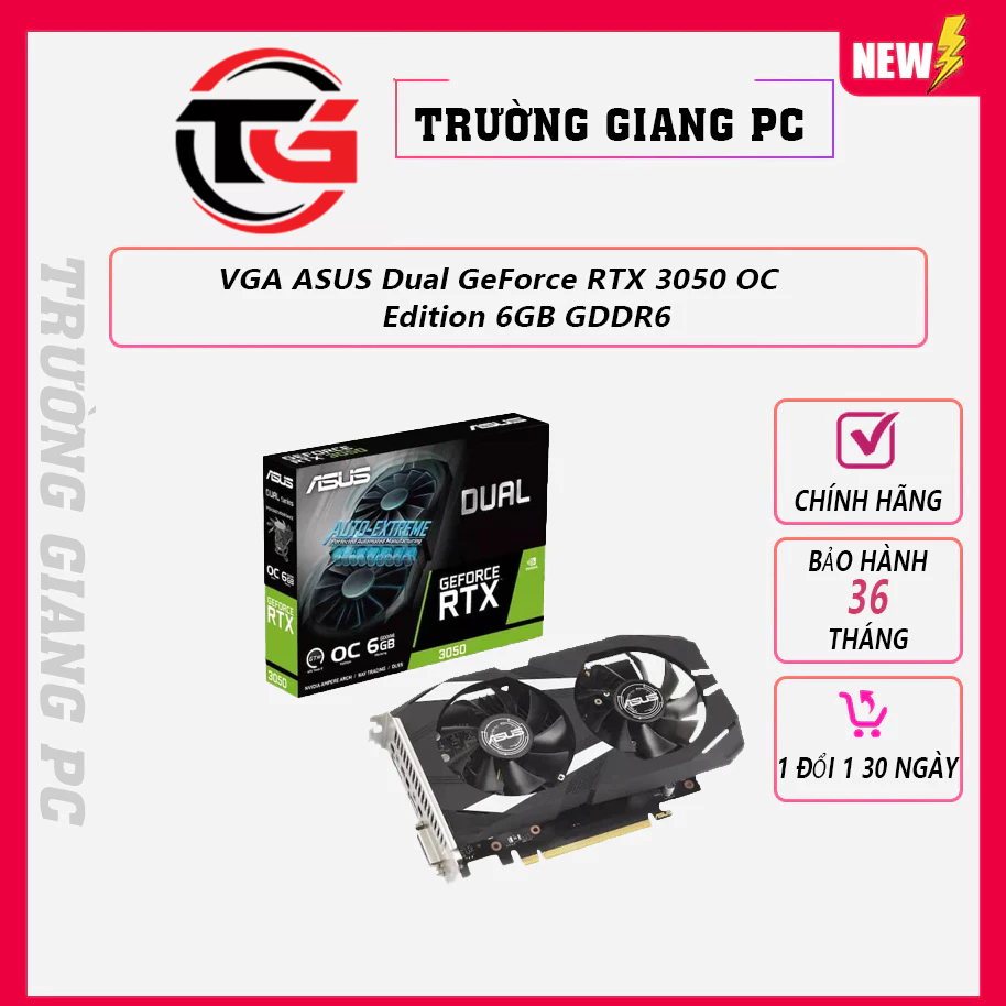 VGA CARD MÀN HÌNH ASUS Dual GeForce RTX 3050 OC Edition 6GB GDDR6 [NEW] CHÍNH HÃNG BẢO HÀNH 36 THÁNG