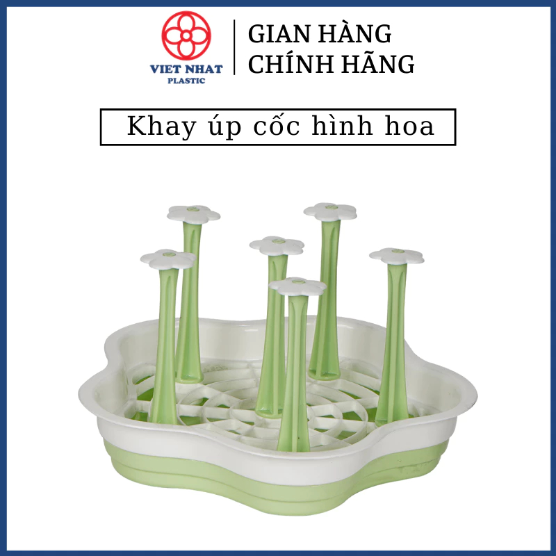 Khay Úp Cốc, Giá Úp Ly 6 Cốc, 8 Cốc Nhựa Hình Hoa Xinh Xắn, Khay Nhựa Úp Cốc Chén Nhựa Việt Nhật