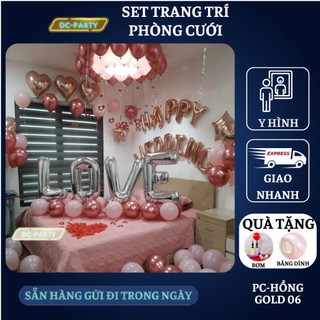 Set trang trí phòng cưới pc-hồng gold 06