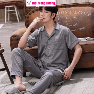 Tổng hợp Bộ pyjama nam mặc nhà fom rộng ngắn tay vải lụa satin mềm mại, thoáng mát cao cấp Thời Trang Dương