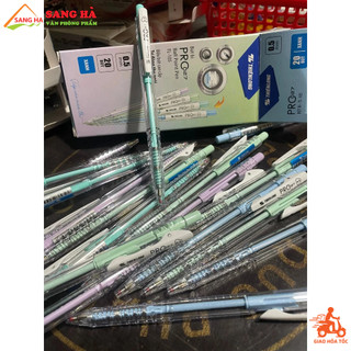 (1 Cây) Bút bi Thiên Long màu Pastel ngòi 0.5mm Pro 027 TL-105 Mực Xanh