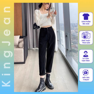  Quần Baggy Jean Nữ Lưng Cao Trơn Bigsize đến 80kg Có 3màu MS0140 Thời Trang King Jean 
