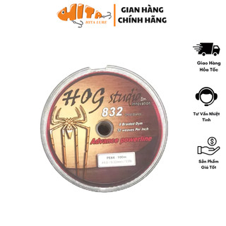 Dây câu cá siêu bền Hog Studio 832 xanh rêu Hirushima cuộn 100m Hita Lure