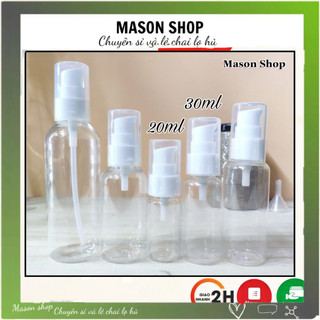 Lọ Chiết Mỹ Phẩm Dạng Vòi Nhấn Xịt Giọt 20Ml/30Ml Vỏ Bình Chai Nhựa Pet Trong Suốt Giá Sỉ Rẻ