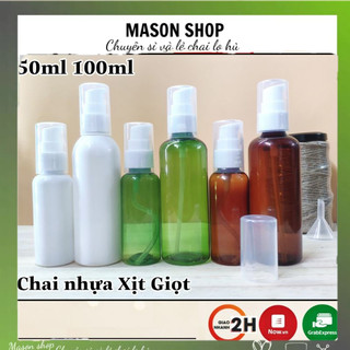 Lọ Chiết Mỹ Phẩm Dạng Vòi Nhấn Giọt Gel 50Ml/100Ml Vỏ Bình Chai Nhựa Pet Trắng/Nâu/Xanh Lá Giá Sỉ Rẻ