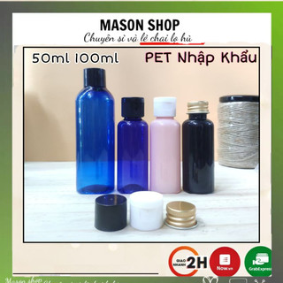 Lọ Chiết Mỹ Phẩm Nắp Bật/Nhôm/Vặn 50Ml/100Ml Vỏ Bình Chai Nhựa Pet Hồng/Đen/Xanh Nhập Khẩu